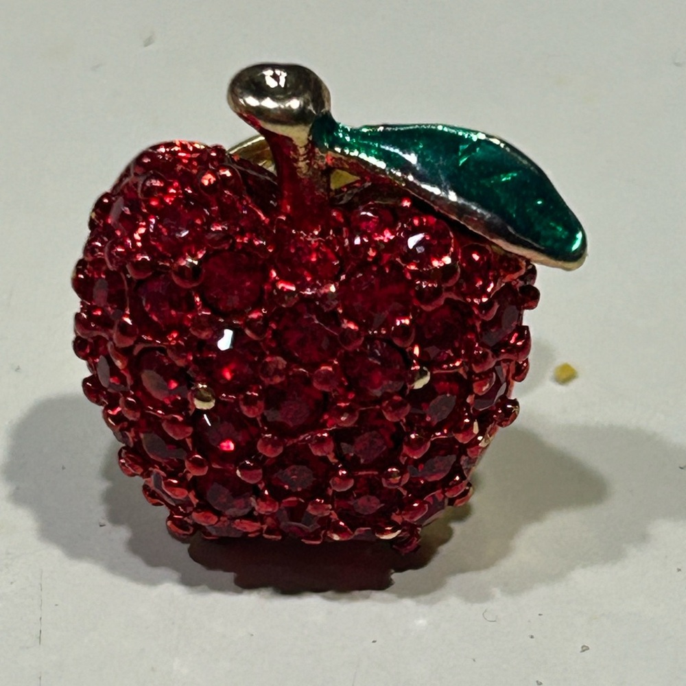 Landau Red Crystal Apple Brooch Pin